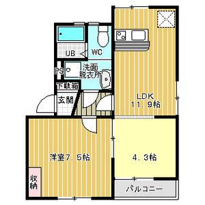 富士見台コープ(2LDK/3階)の間取り写真