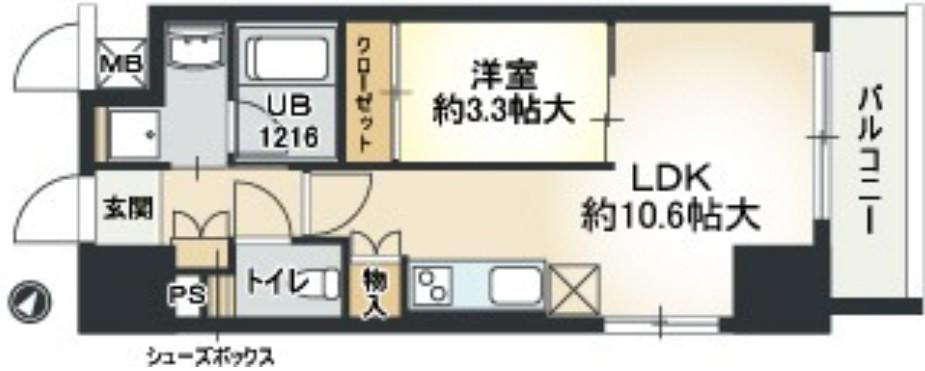 メセナ緑地公園(1LDK/7階)の間取り写真