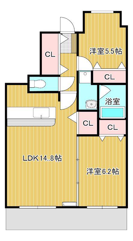 フラージュ・ヴェール(2LDK/3階)の間取り写真