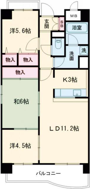 メゾン・ド・グリシーヌ(3LDK/6階)の間取り写真