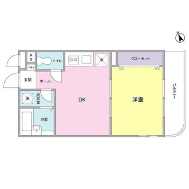 ブルーシャトー戸越(1DK/2階)の間取り写真