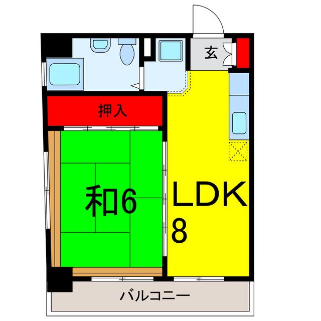 泉コープ(1LDK/6階)の間取り写真