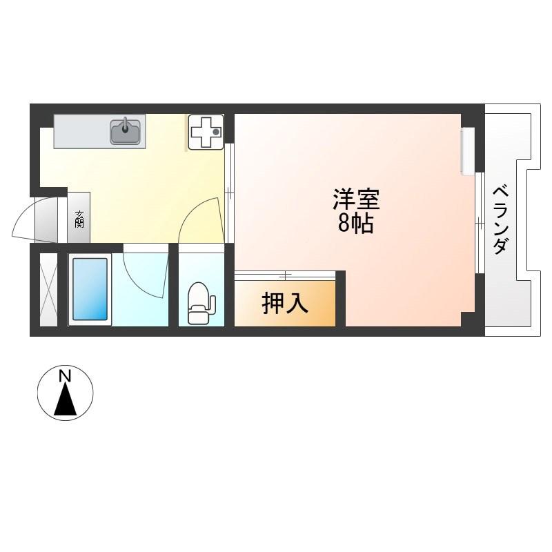 タカヲイン(1K/2階)の間取り写真