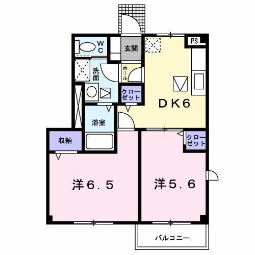 サンパティーク御所野(2DK/1階)の間取り写真