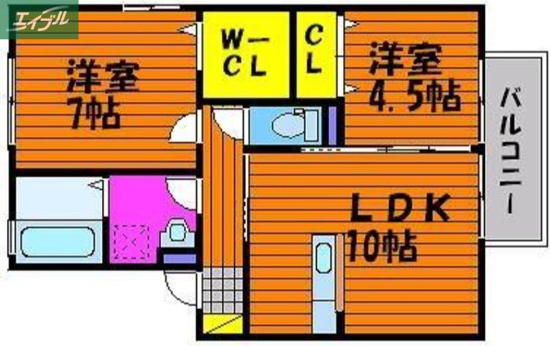 グランドソレイユ平野(2LDK/1階)の間取り写真