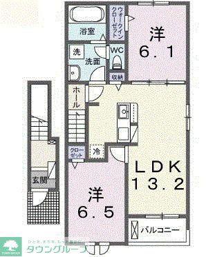 グリフィンドールII(2LDK/2階)の間取り写真