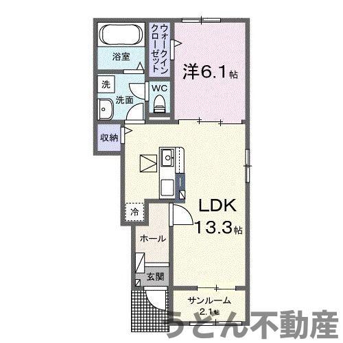 カメリア郷東C(1LDK/1階)の間取り写真