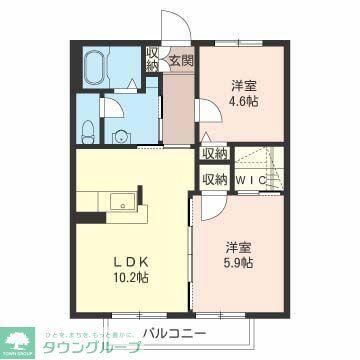 イナリヤマハイツ(2LDK/2階)の間取り写真