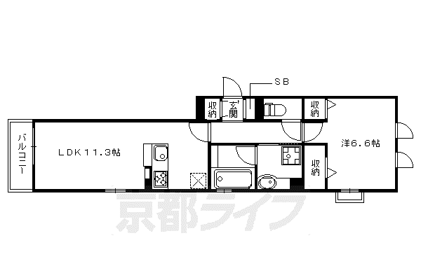 レ・セレーナ北大路(1LDK/1階)の間取り写真