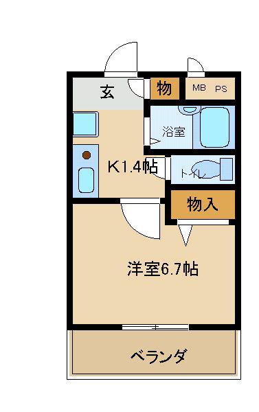 コージコートクイセ(1K/2階)の間取り写真