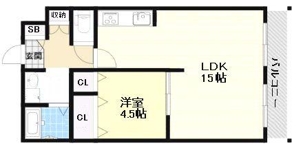 飯阪ビル(1LDK/3階)の間取り写真