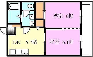 ネスティア太田(2DK/1階)の間取り写真