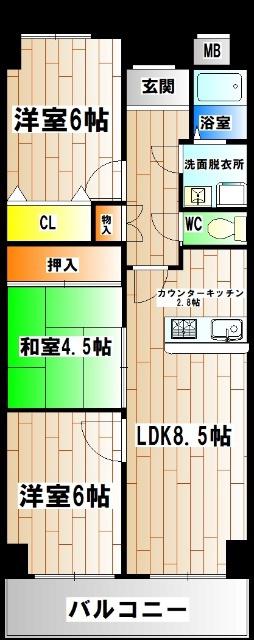 アネスト恵美寿(3LDK/3階)の間取り写真