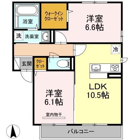 シートピアII(2LDK/2階)の間取り写真