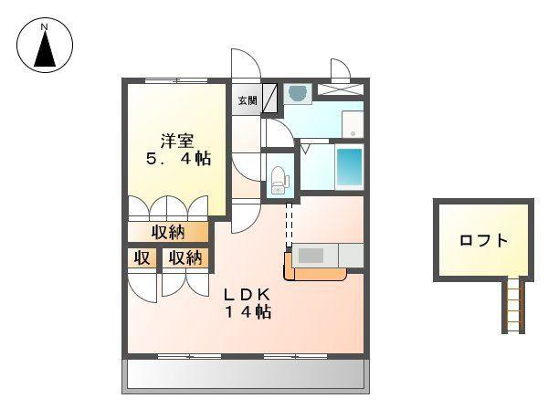 ヴィクトリーステージカンダ(1LDK/2階)の間取り写真
