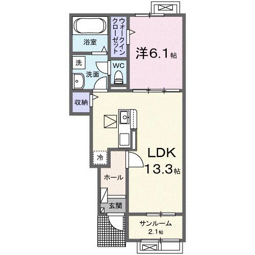 ナチュール ドゥ(1LDK/1階)の間取り写真