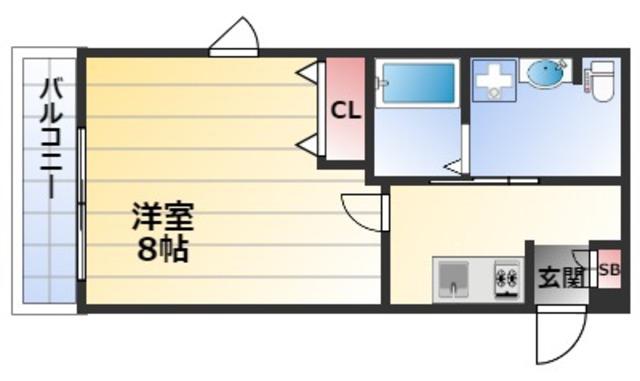 パークヒルズ新大阪WILL(1K/2階)の間取り写真