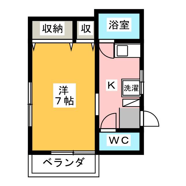 サンシャインII(1K/1階)の間取り写真