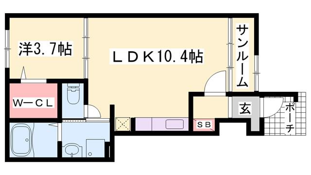 バーミィガーデンII(1LDK/1階)の間取り写真