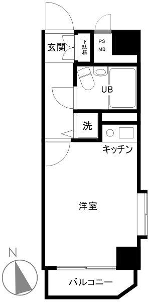 ライオンズマンション上野松が谷第2(ワンルーム/6階)の間取り写真