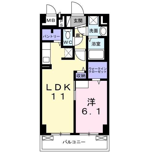サマン・ツリー(1LDK/4階)の間取り写真