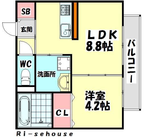 カーサドマーニ(1LDK/1階)の間取り写真