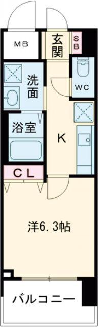 スプランディッド堺東DUE(1K/6階)の間取り写真