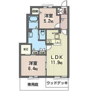 カーサ・デ・アニマレスB(2LDK/1階)の間取り写真