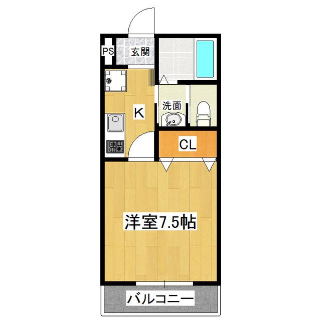 インレットつくばII(1K/1階)の間取り写真