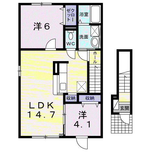 サニーシルクII(2LDK/2階)の間取り写真