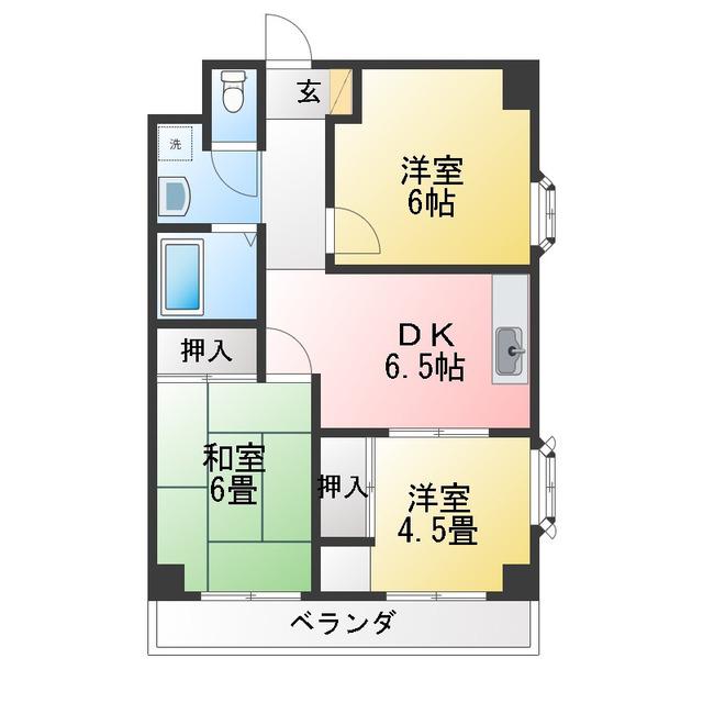 第1西脇ビル(2LDK/4階)の間取り写真