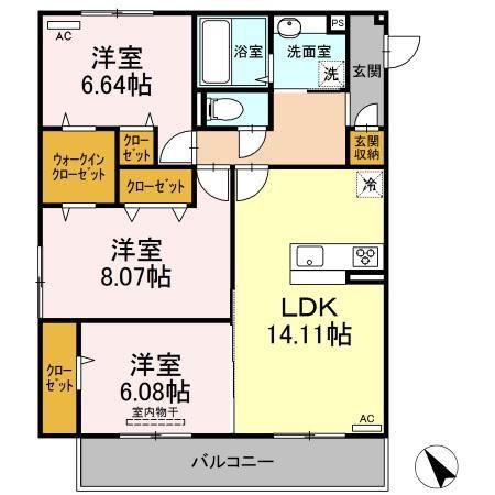 アムールパレス(3LDK/3階)の間取り写真