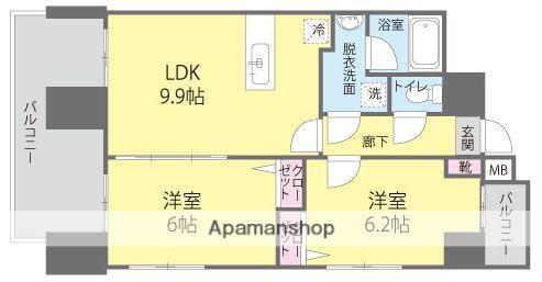 ナジェスタ大濠(2LDK/9階)の間取り写真
