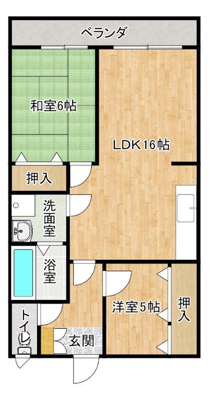 パレけやき弐番館(2LDK/2階)の間取り写真