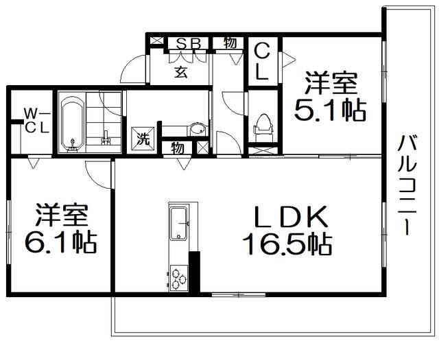 T-RESIDENCE楠葉(2LDK/2階)の間取り写真