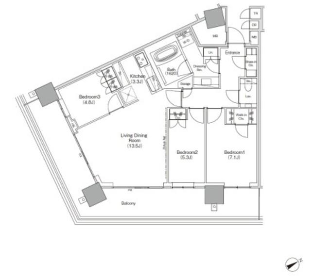 JIYUGAOKA MUSE SQUARE THE RESIDENCE(3LDK/11階)の間取り写真
