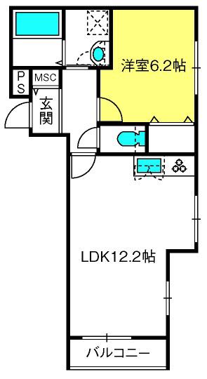 メゾン・ドルチェ並木(1LDK/2階)の間取り写真