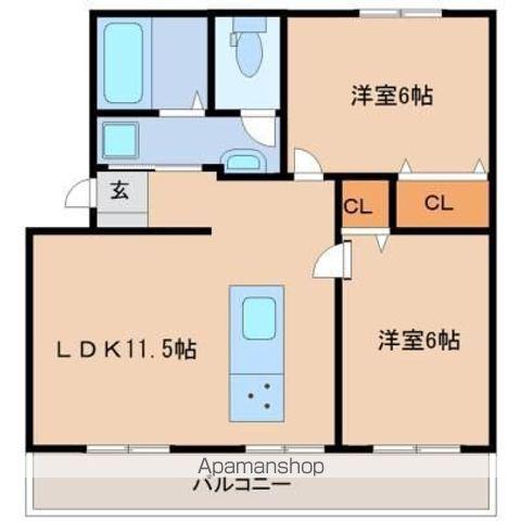 高洲マンション(2LDK/1階)の間取り写真