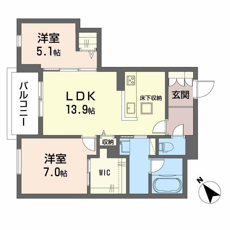 シャーメゾン日明(2LDK/1階)の間取り写真