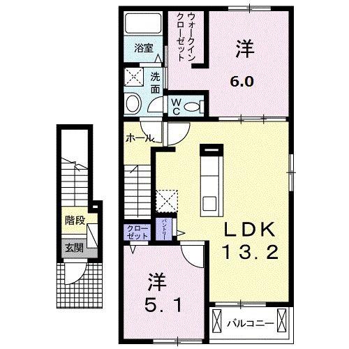 サン・レコルトII(2LDK/2階)の間取り写真