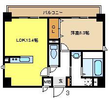 ヴェルドュアルテ(1LDK/2階)の間取り写真