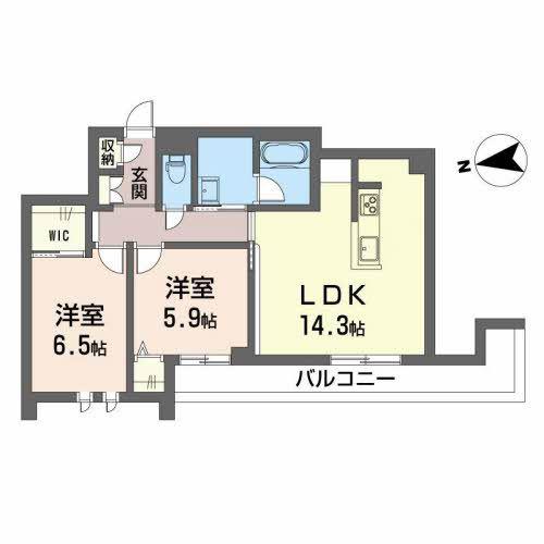 ロイヤルシャーメゾン中俊(2LDK/3階)の間取り写真