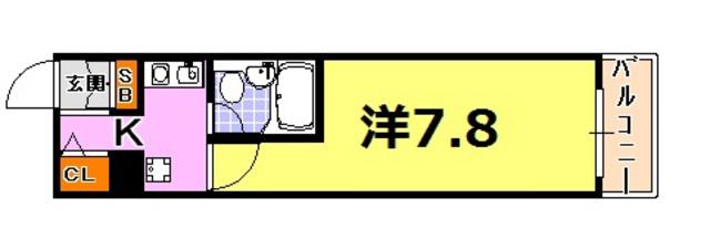 アスライフ湊川公園(1K/7階)の間取り写真