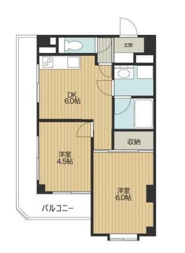 ルピナス片倉町(2DK/3階)の間取り写真