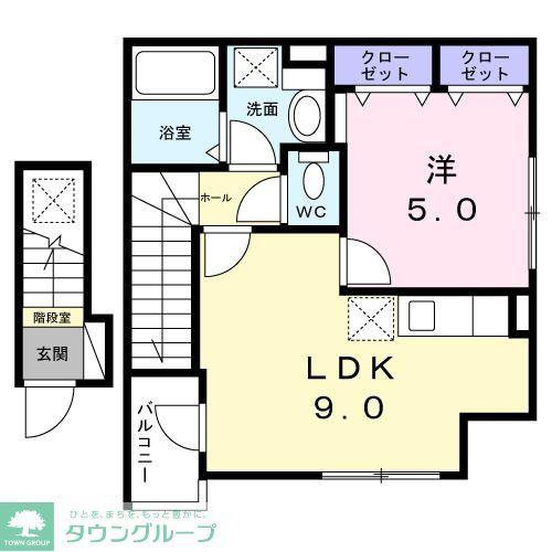 パインヒルズ(1LDK/2階)の間取り写真