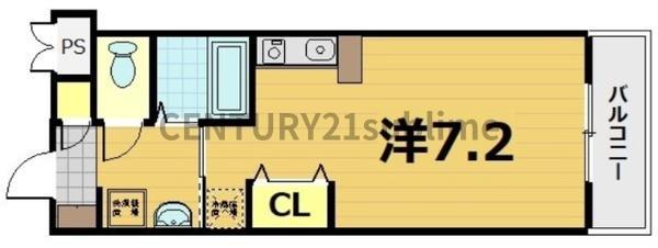 ラポール藤(ワンルーム/2階)の間取り写真