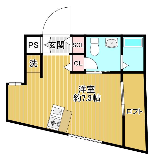 COMODO SANDAII(ワンルーム/1階)の間取り写真