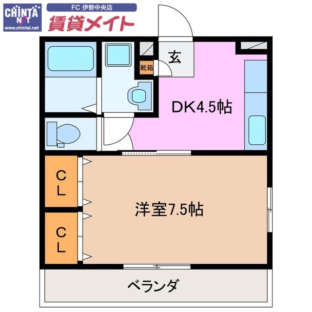 りんどう III(1DK/3階)の間取り写真