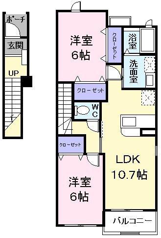 ルミエール(2LDK/2階)の間取り写真