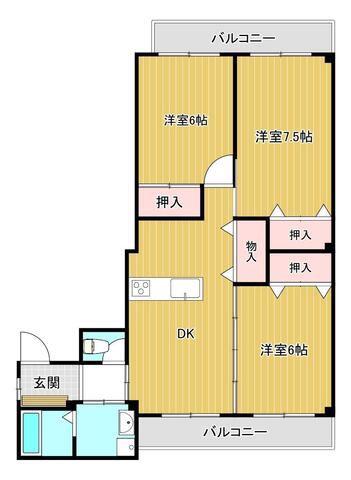 アーバンハイツ金毘羅(3DK/2階)の間取り写真